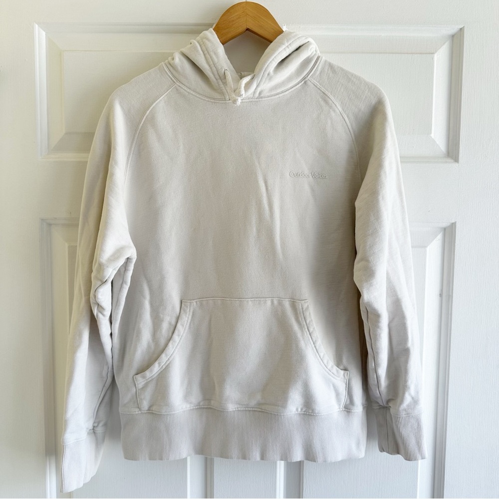 Outdoor Voices Organic Cotton Terry Hoodie Size XS Neutral Off White Athletic - Picture 2 of 6